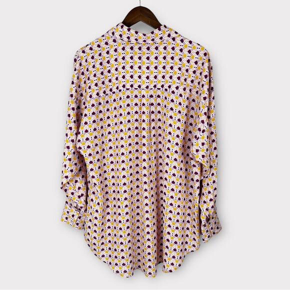 Charlie Holiday Maple Geometric Print Button Front Long Sleeve Oversized Shirt - Picture 9 of 15